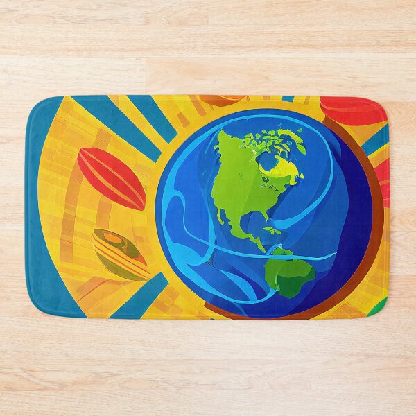 Item preview, Illustration of planet Earth on a sun burst, rectangle format designed and sold by Flairh-Art.