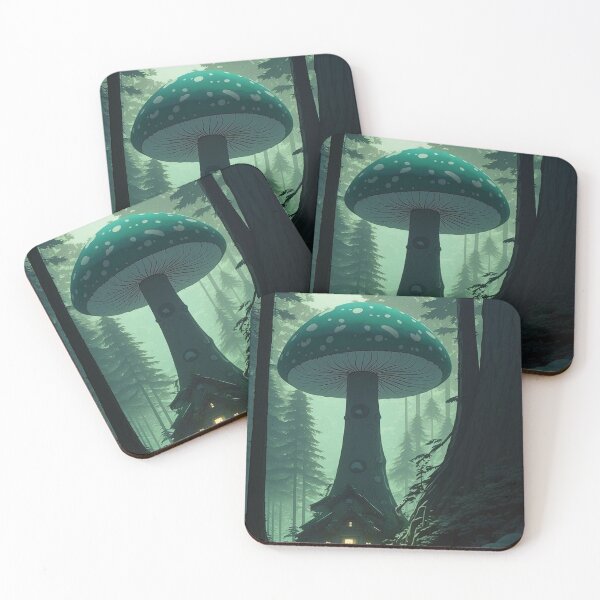 Item preview, Path to the Mushroom Cottage in the Tealish Forest, Japanese Aesthetic Anime  designed and sold by EmeraldeaArt.