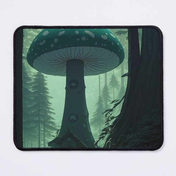 Item preview, Path to the Mushroom Cottage in the Tealish Forest, Japanese Aesthetic Anime designed and sold by EmeraldeaArt.