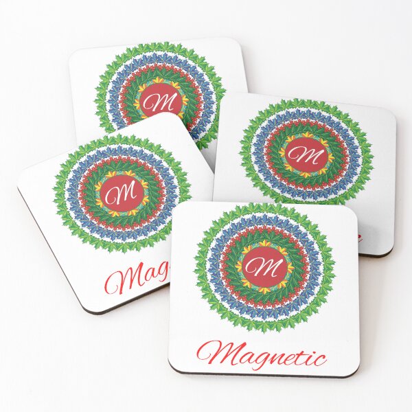 Artikelvorschau, Alphabet M with attribute Magnetic leaf art Mandala circle design entworfen und verkauft von MubaraksArt.
