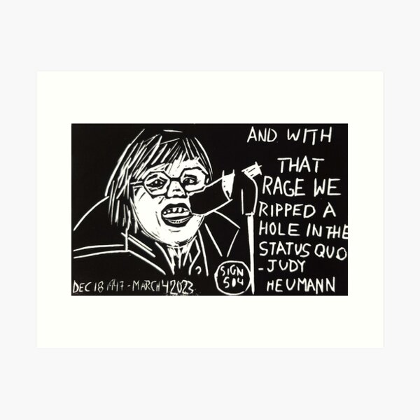 Item preview, Black and White Judy Heumann Tribute Linocut Print designed and sold by CurbCuts.