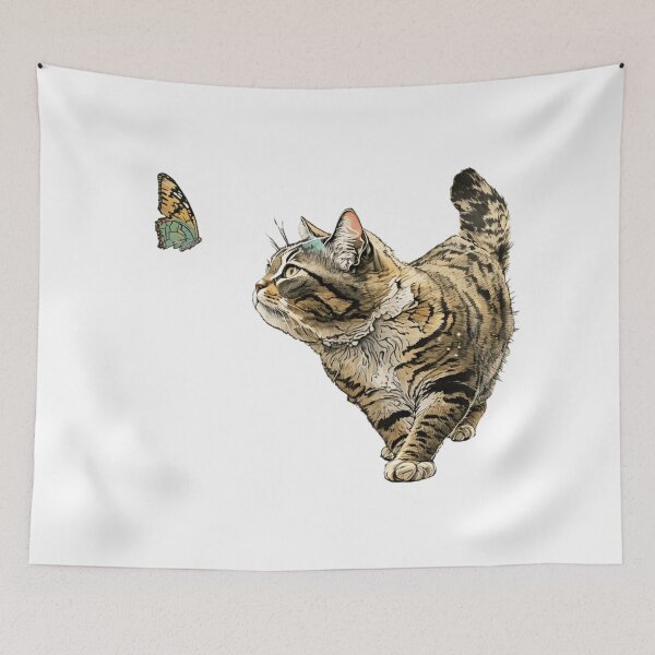 Item preview, Cute Cat chasing butterfly, Kitty design designed and sold by RingSenev.