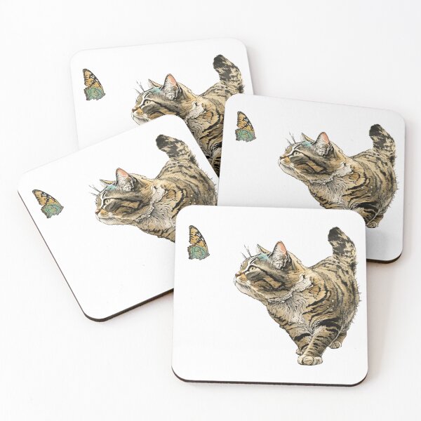 Item preview, Cute Cat chasing butterfly, Kitty design designed and sold by RingSenev.