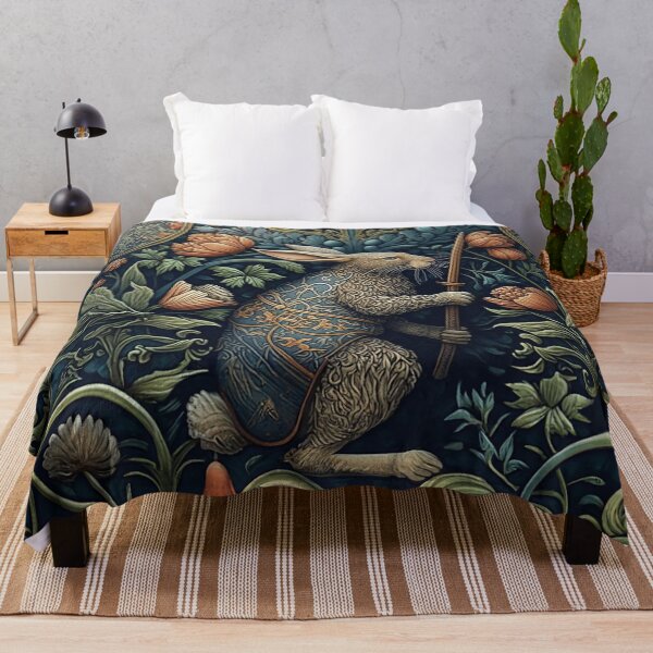 Item preview, Medieval Bunny Warrior, William Morris style designed and sold by ebrawne.