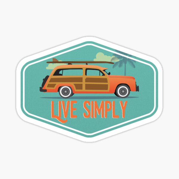 Vista previa del artículo con la obra «Pegatina Beach Car - Vive con sencillez», diseñado y vendido por ericbracewell.