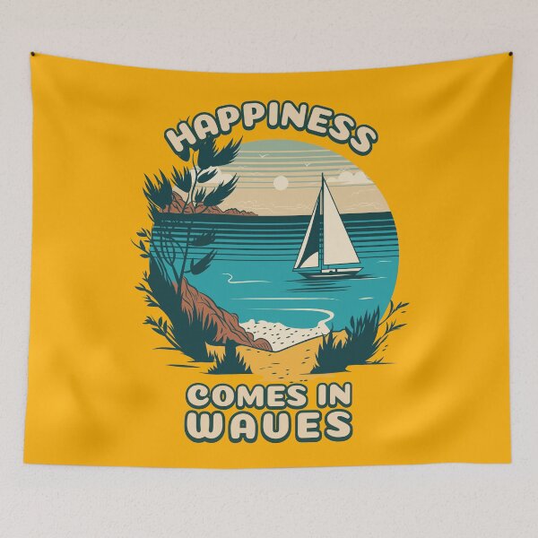 Item preview, Happiness Comes In Waves - Boho Ocean Summer Island Gift designed and sold by InkyGenies.
