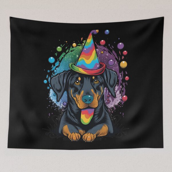 Item preview, Dobermann Dog Wizard Witch Kawaii designed and sold by Leonardo Palumbo.