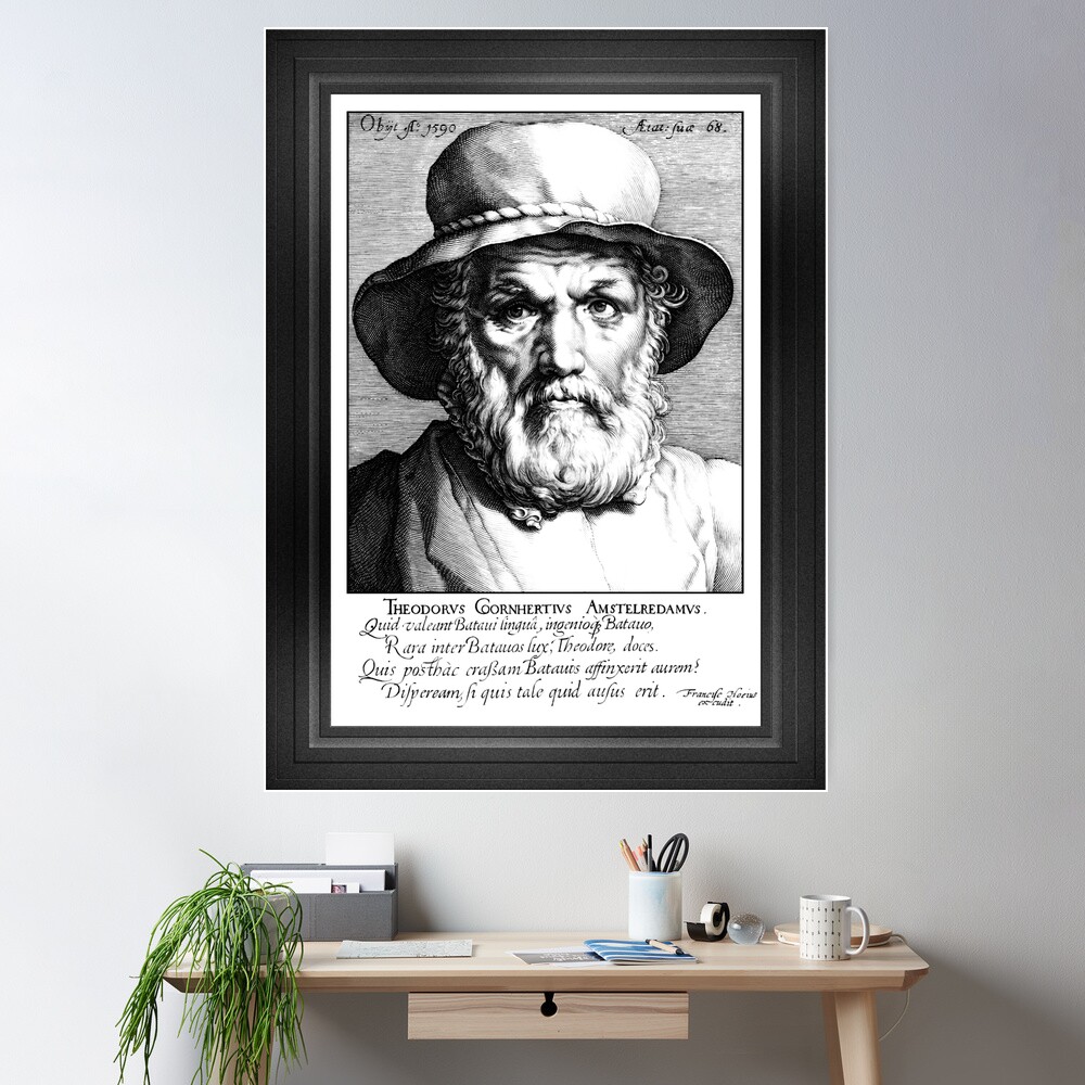 Portret van Dirck Volckertsz Coornhert by Jan Harmensz Muller - Master Of The Arts 2 Portret van Dirck Volckertsz Coornhert by Jan Harmensz Muller Remastered Xzendor7 Classical Art Old Masters Reproductions Wall Poster