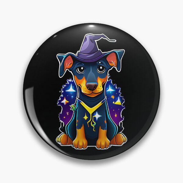 Item preview, Dobermann Dog Wizard Witch Kawaii designed and sold by Leonardo Palumbo.