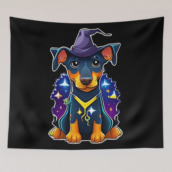 Item preview, Dobermann Dog Wizard Witch Kawaii designed and sold by Leonardo Palumbo.