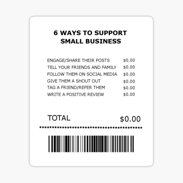 Item preview, Six Free Ways to Support Small Business Receipt designed and sold by Deborah Camp.