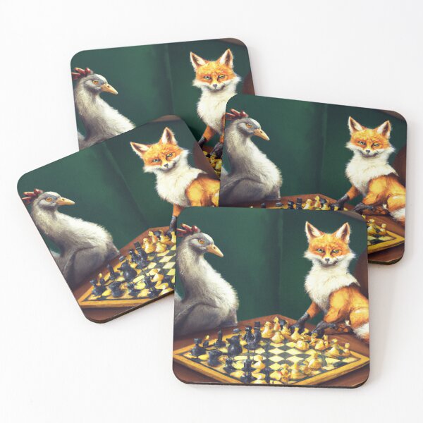 Item preview, Fox vs Hen: A Chess Match - Animal Playing Chess designed and sold by Kureghor-Arts.