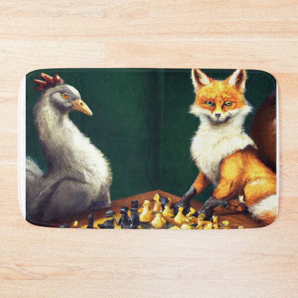 Item preview, Fox vs Hen: A Chess Match - Animal Playing Chess designed and sold by Kureghor-Arts.
