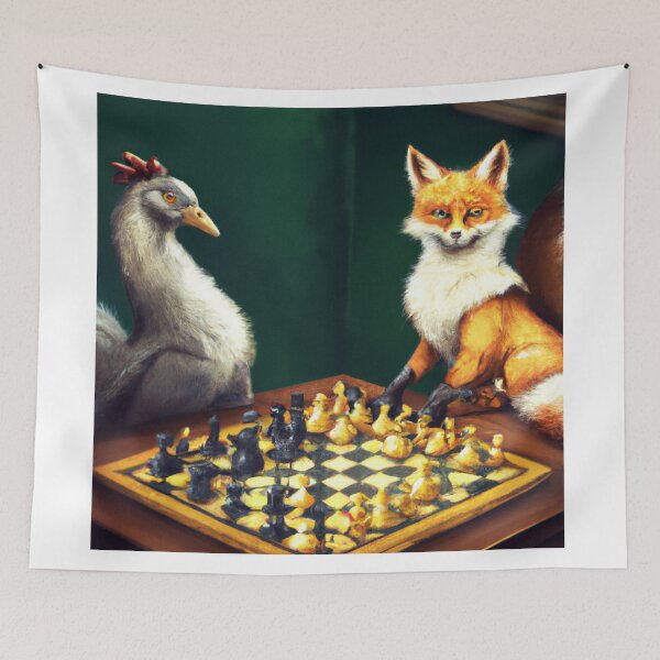 Item preview, Fox vs Hen: A Chess Match - Animal Playing Chess designed and sold by Kureghor-Arts.