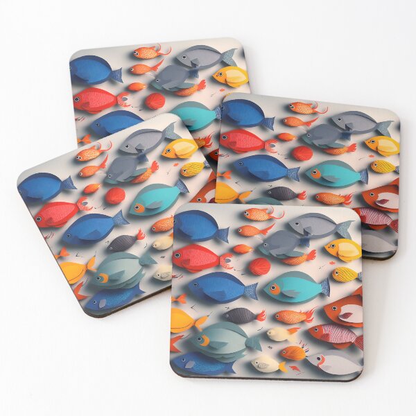 Item preview, Fish Frenzy One in Paper art style designed and sold by FormFinder.