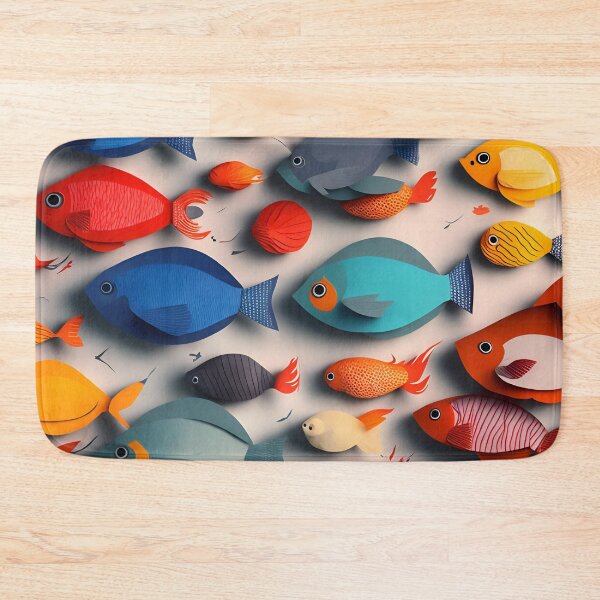 Item preview, Fish Frenzy One in Paper art style designed and sold by FormFinder.