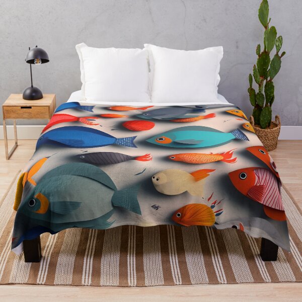 Item preview, Fish Frenzy One in Paper art style designed and sold by FormFinder.