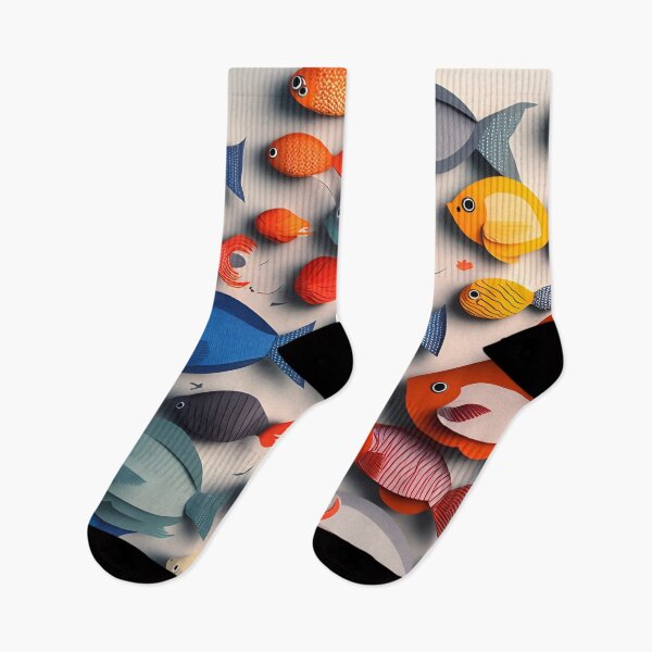 Item preview, Fish Frenzy One in Paper art style designed and sold by FormFinder.