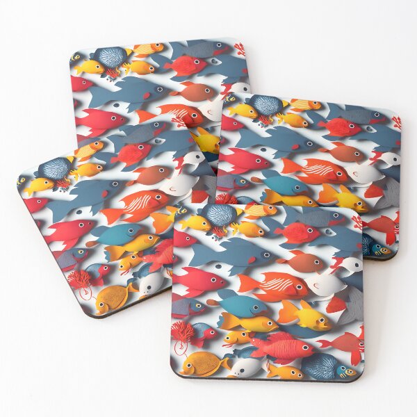 Item preview, Fish Frenzy Two in Paper art style designed and sold by FormFinder.