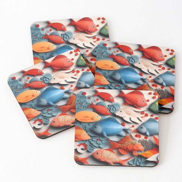 Item preview, Fish Frenzy Three in Paper art style designed and sold by FormFinder.