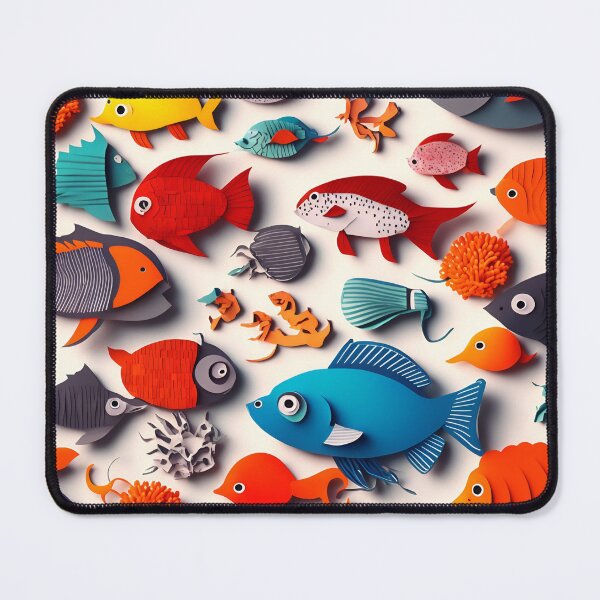 Item preview, Fish Frenzy Four in Paper art style designed and sold by FormFinder.