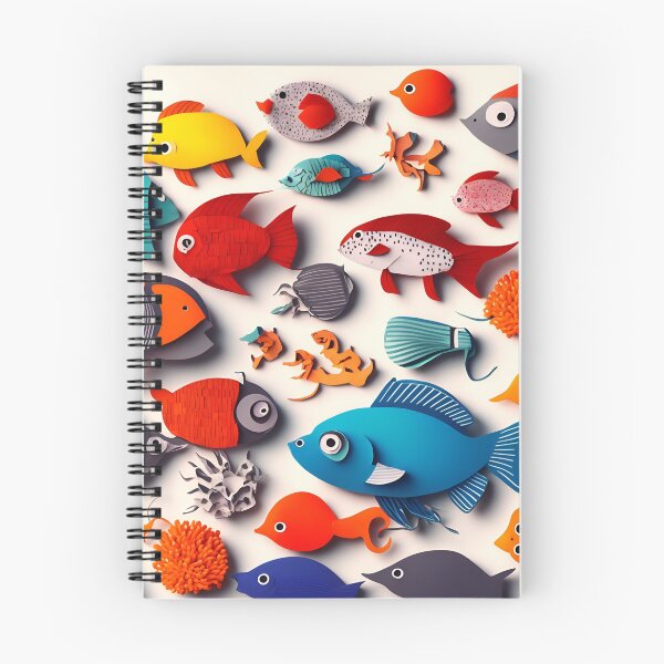 Item preview, Fish Frenzy Four in Paper art style designed and sold by FormFinder.