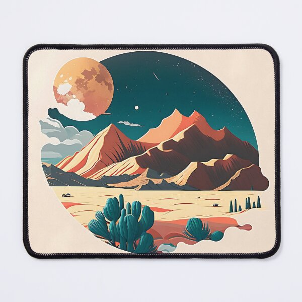 Aperçu de l'œuvre Paysage désertique avec une pleine lune créée et vendue par TheInspiredAI.