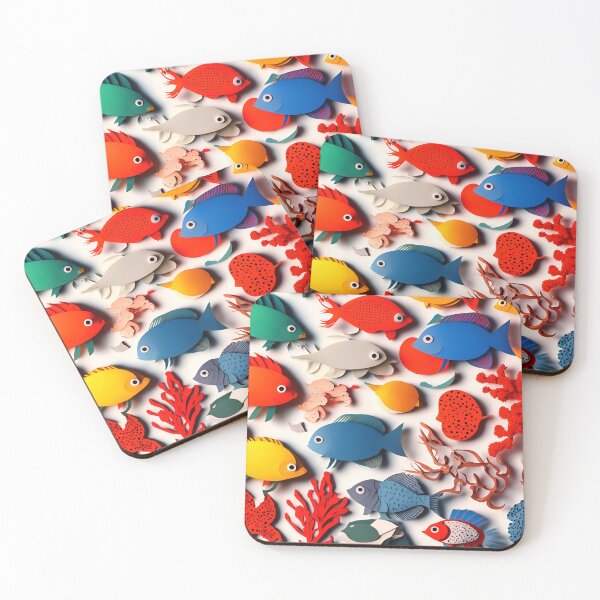 Item preview, Fish Frenzy Five in Paper art style designed and sold by FormFinder.