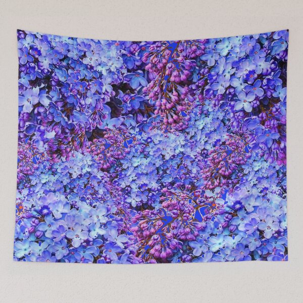Item preview, BLUE LILAC BUSH GARDEN FLOWERS ART designed and sold by sharlesart.
