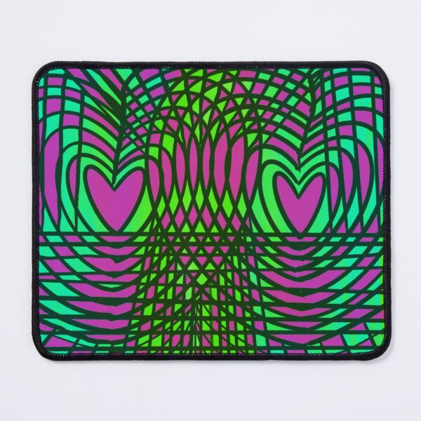 Item preview, Trippy Neon Geometric Pink and Green Hearts designed and sold by MandaScribbles.