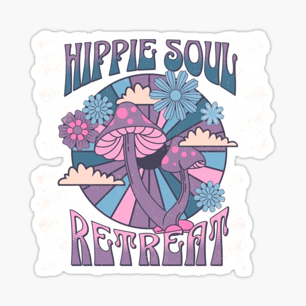 Hippie Soul Retreat Retro Design, Magic Mushroom, Trippy Hippie Sticker