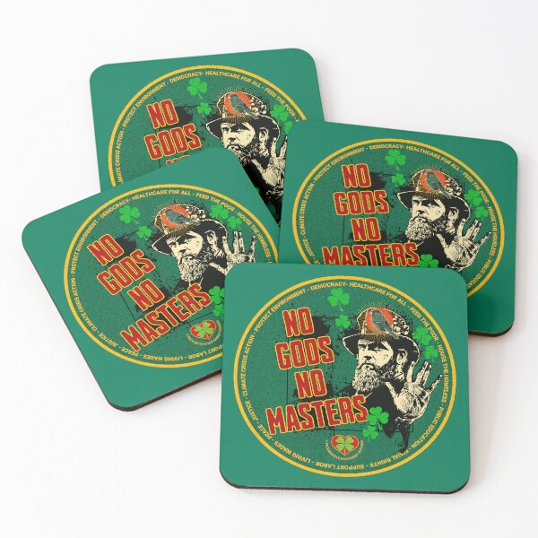 Artikelvorschau, PMD00501 Progressive Movement Designs Irish American Progressive No Gods No Masters für den St. Patricks Day oder jede andere Tagesbotschaft für progressive Demokraten und Anhänger von Bernie Sanders entworfen und verkauft von ProgressiveLeft.