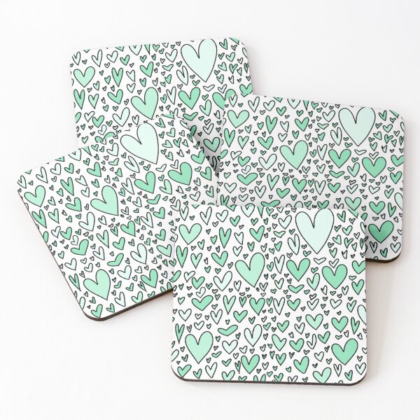 Item preview, Heart shape doodle pattern green designed and sold by Izzz P.