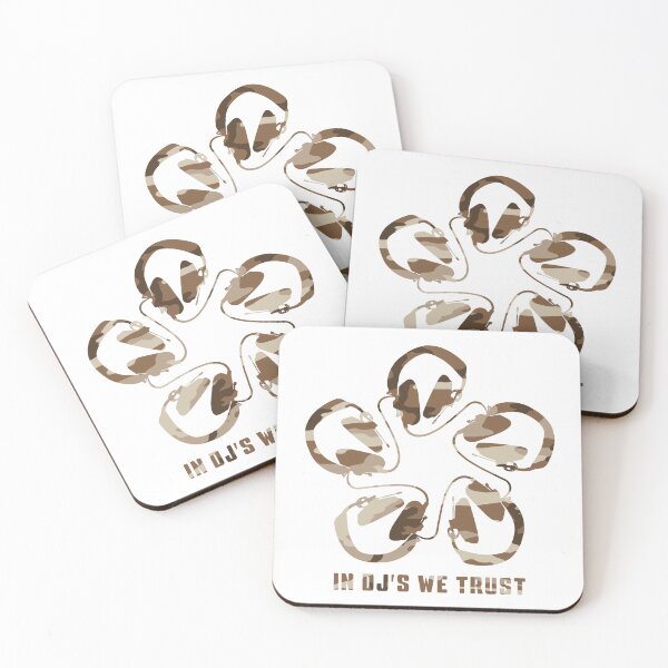Item preview, IN DJ'S WE TRUST. HEADPHONE CAMO PATTERN. BROWNS. designed and sold by 5hertz.