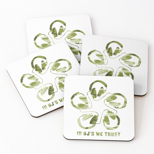 Item preview, IN DJ'S WE TRUST. HEADPHONE CAMO PATTERN. GREENS. designed and sold by 5hertz.