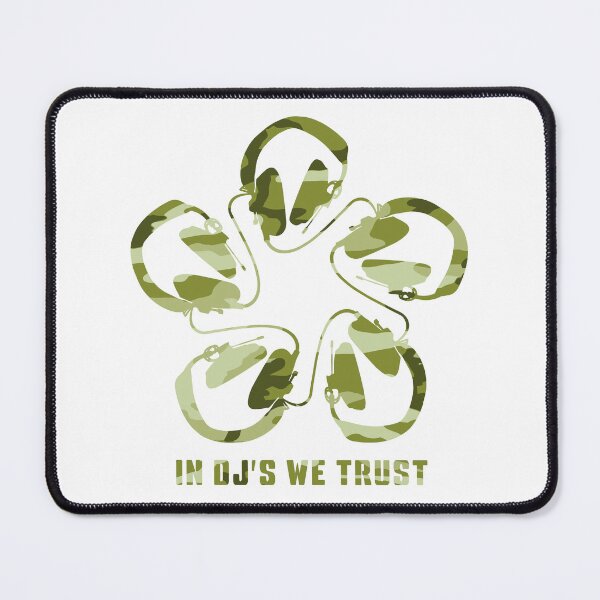 Item preview, IN DJ'S WE TRUST. HEADPHONE CAMO PATTERN. GREENS. designed and sold by 5hertz.