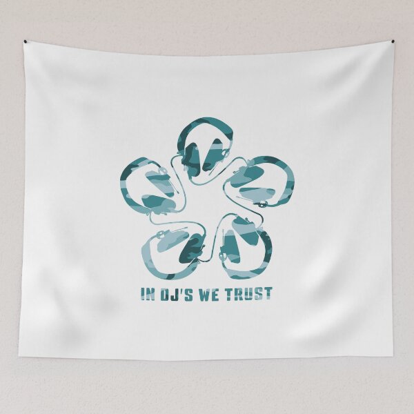 Item preview, IN DJ'S WE TRUST. HEADPHONE CAMO PATTERN. BLUES. designed and sold by 5hertz.
