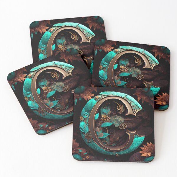 Item preview, Monogram bronze C with turquoise accents designed and sold by Neonmountain.