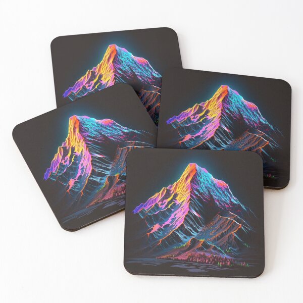 Item preview, Neon snowy mountain landscape designed and sold by Neonmountain.