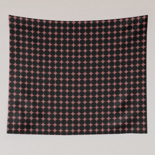 Item preview, Dot Plaid Black and Muted Red Pink Lace Pattern Print Distorted Mandala Abstract designed and sold by kattakitty.