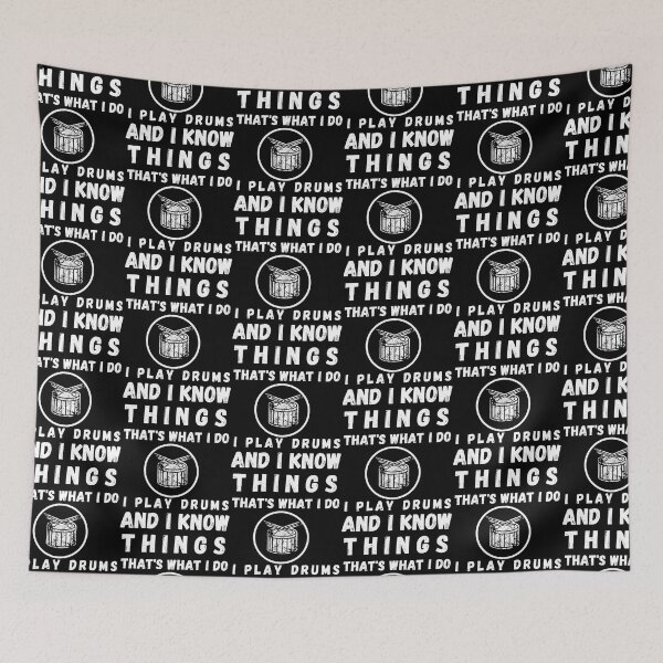 Item preview, That’s What I Do, I Play Drums and I Know Things, Drummer, Drums, Drum Lover, Drumming, Music, Drum Sticks, Funny Drummer, Drummer Joke, Drummer Lover, Drummer Evolution, I Am a Drummer, I Love Drums designed and sold by CreativeBuys.
