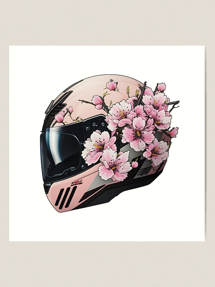 Sakura Cherry Blossom Pink Motorcycle Helmet | Art Print