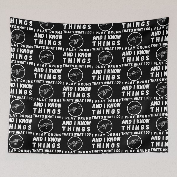 Item preview, That’s What I Do, I Play Drums and I Know Things, Drummer, Drums, Drum Lover, Drumming, Music, Drum Sticks, Funny Drummer, Drummer Joke, Drummer Lover, Drummer Evolution, I Am a Drummer, I Love Drums designed and sold by CreativeBuys.
