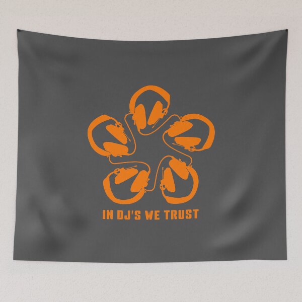 Item preview, IN DJ'S WE TRUST. HEADPHONE PATTERN. ORANGE. designed and sold by 5hertz.