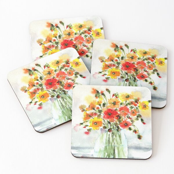 Item preview, Poppies in a glass vase designed and sold by Prachi Burathoki.