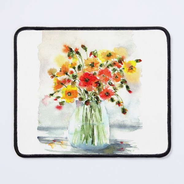 Item preview, Poppies in a glass vase designed and sold by Prachi Burathoki.