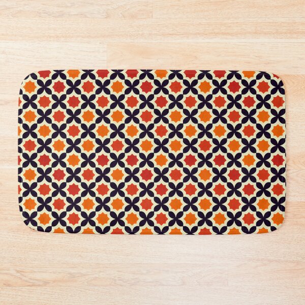 Item preview, Cool Retro Tiles in Orange, Red, Black and Off White  designed and sold by Fine Prints.