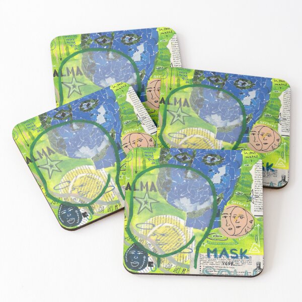Item preview, Soulsearching Green Blue Collage MixedMedia designed and sold by isa-hauser.