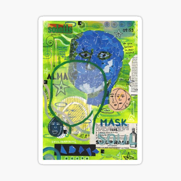 Soulsearching Green Blue Collage MixedMedia Sticker