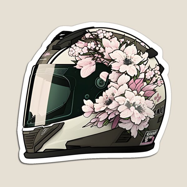 Imanes Cascos De Moto De Flor De Cerezo Para Mujer Redbubble